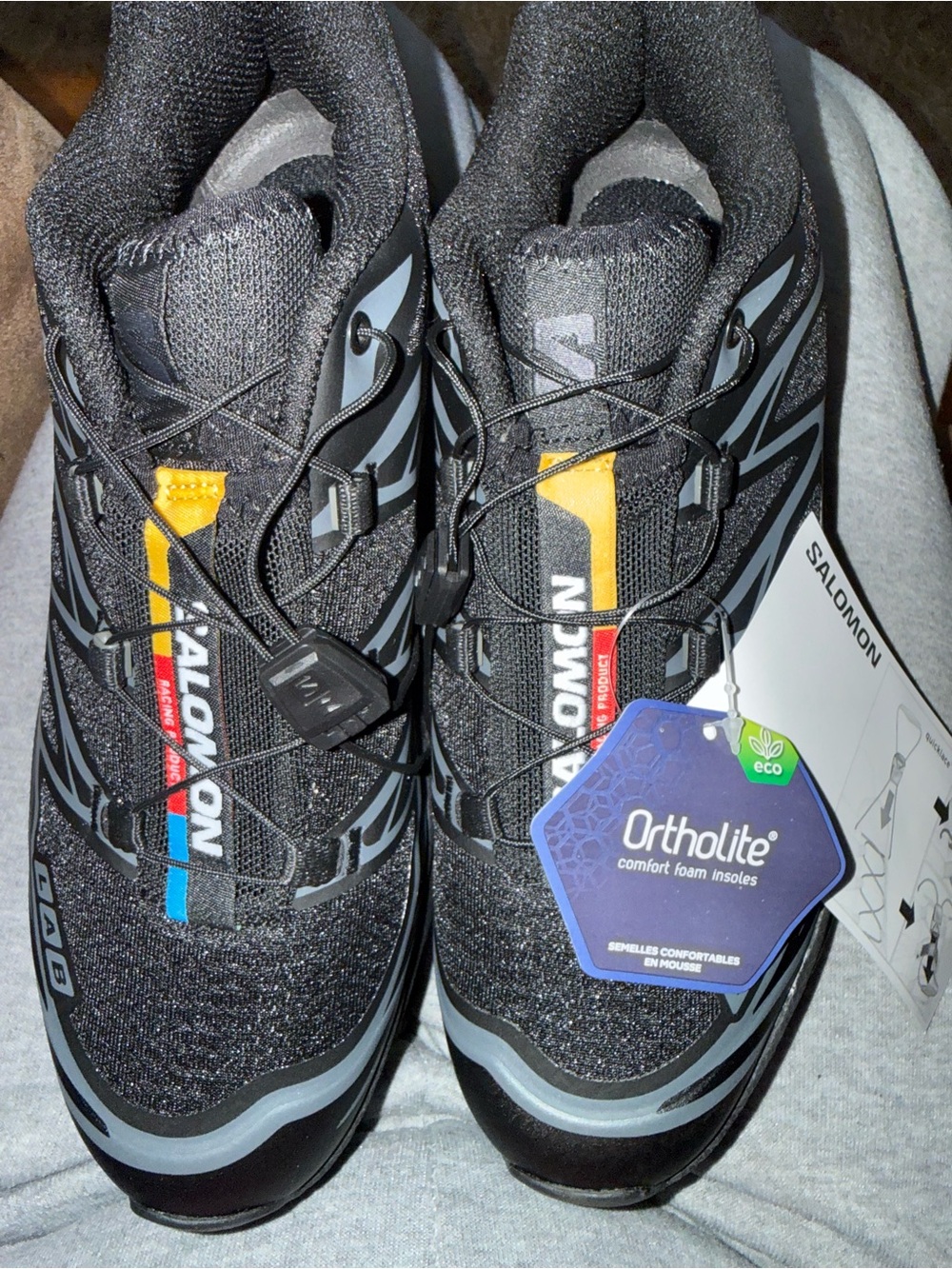Salomon Women's Black Trail Running Shoes with Yellow and Red Accents